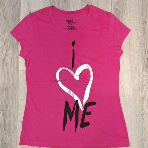 Stylish Pink Graphic Tee with Heart Design